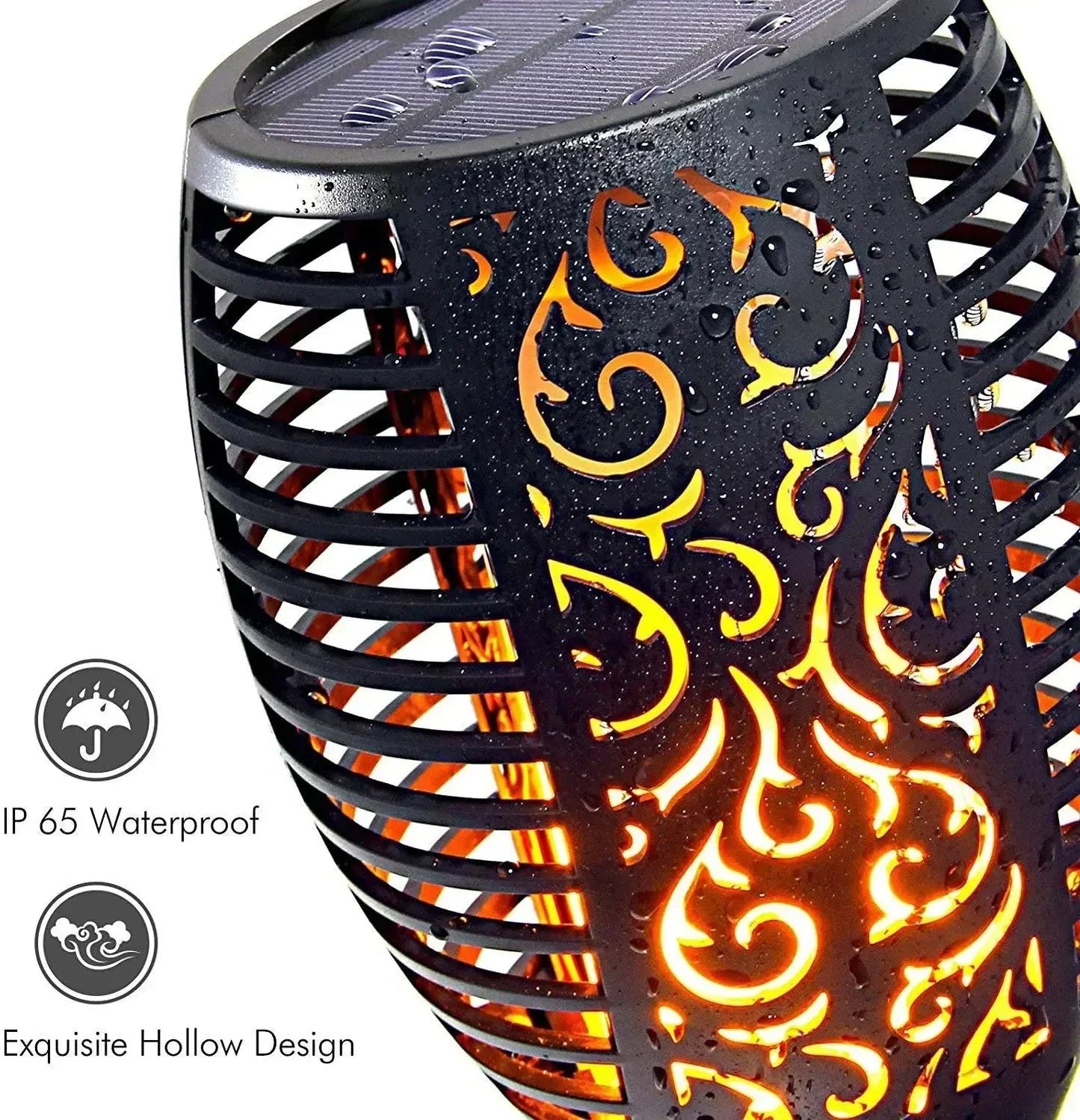 Tocha solar LED – Chama realista sem fogo