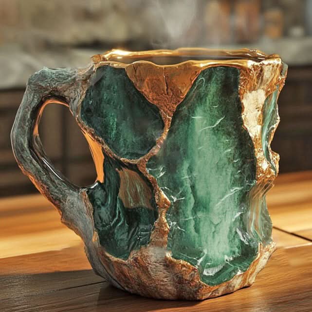 Taza de café de cristal mineral – Elegancia natural 