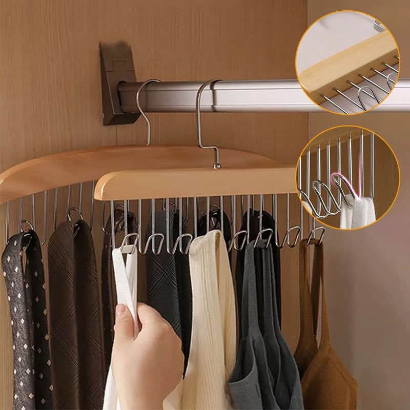 Perchero de madera con múltiples ganchos para un almacenamiento elegante 