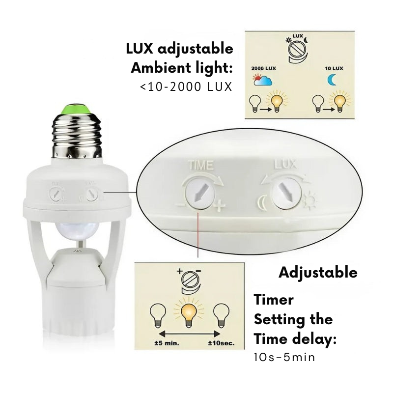 Adaptador de iluminação inteligente com detector de movimento 