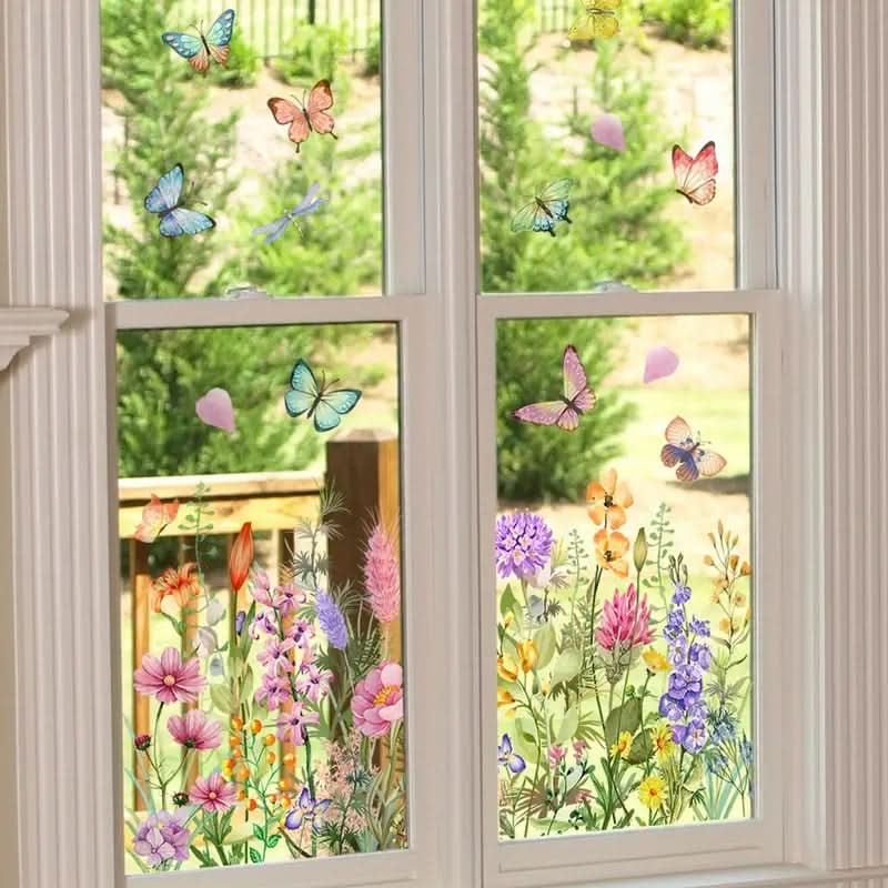 Autocolantes florais adesivos para janelas 