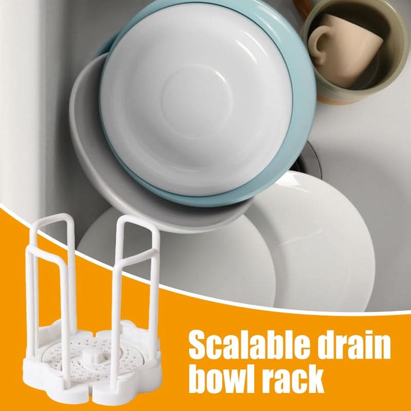 Adjustable draining rack for neatly stored bowls 