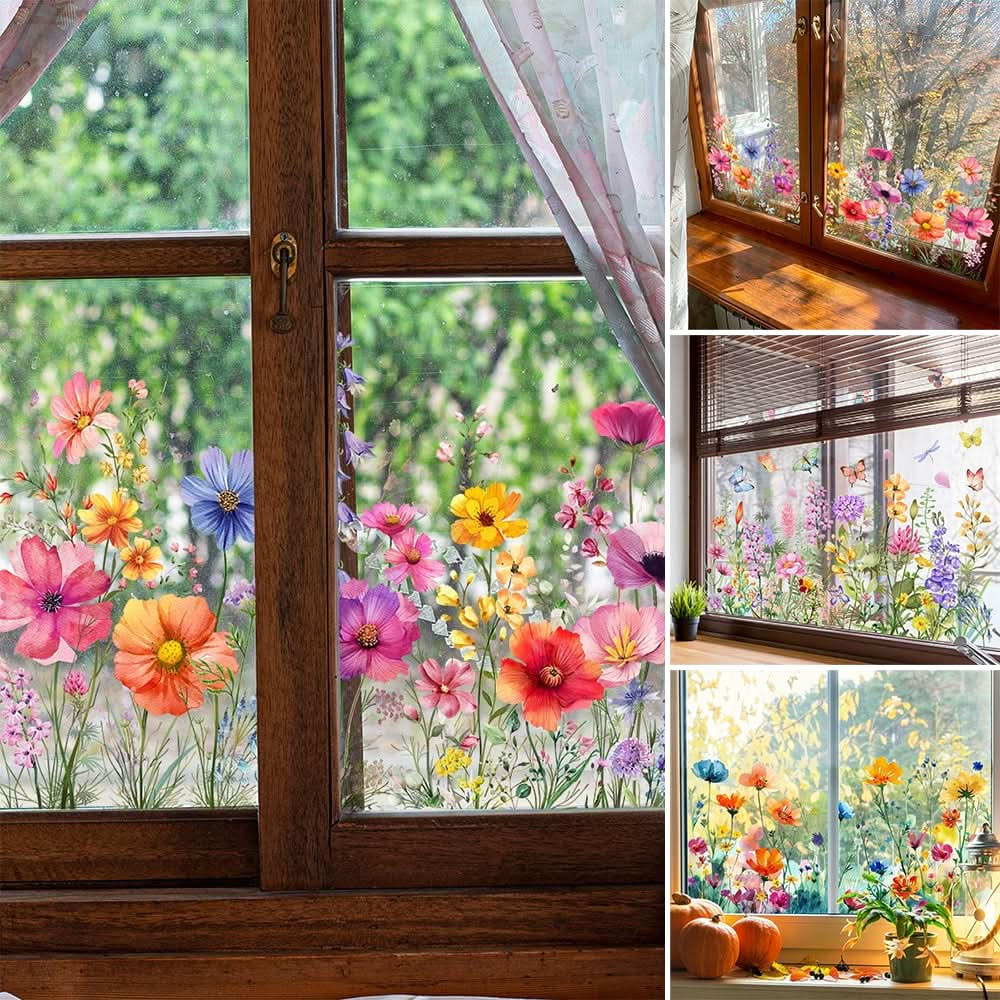 Autocolantes florais adesivos para janelas 
