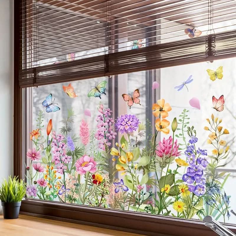 Autocolantes florais adesivos para janelas 