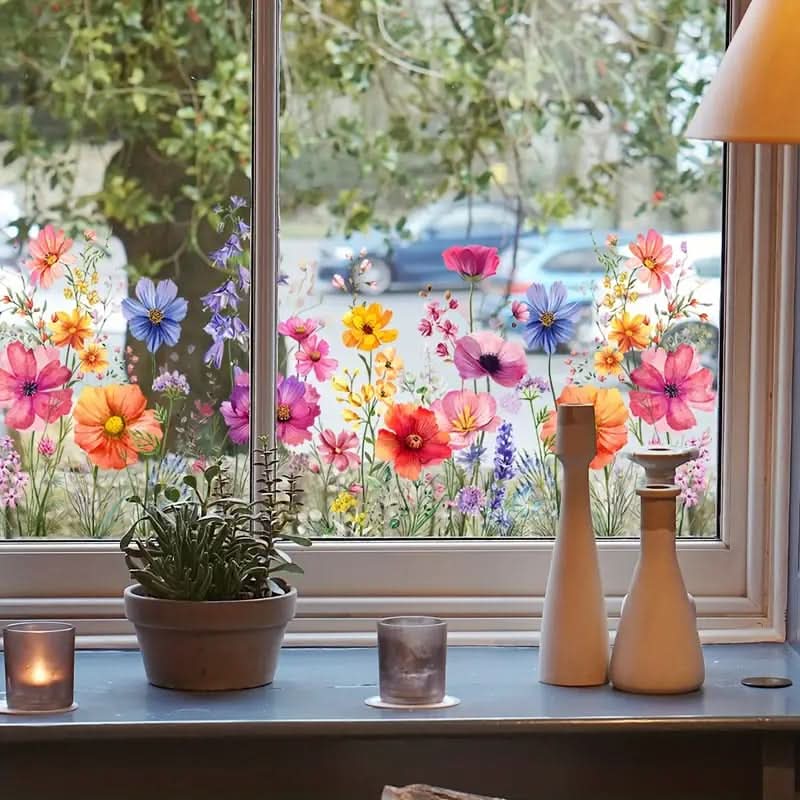 Autocolantes florais adesivos para janelas 