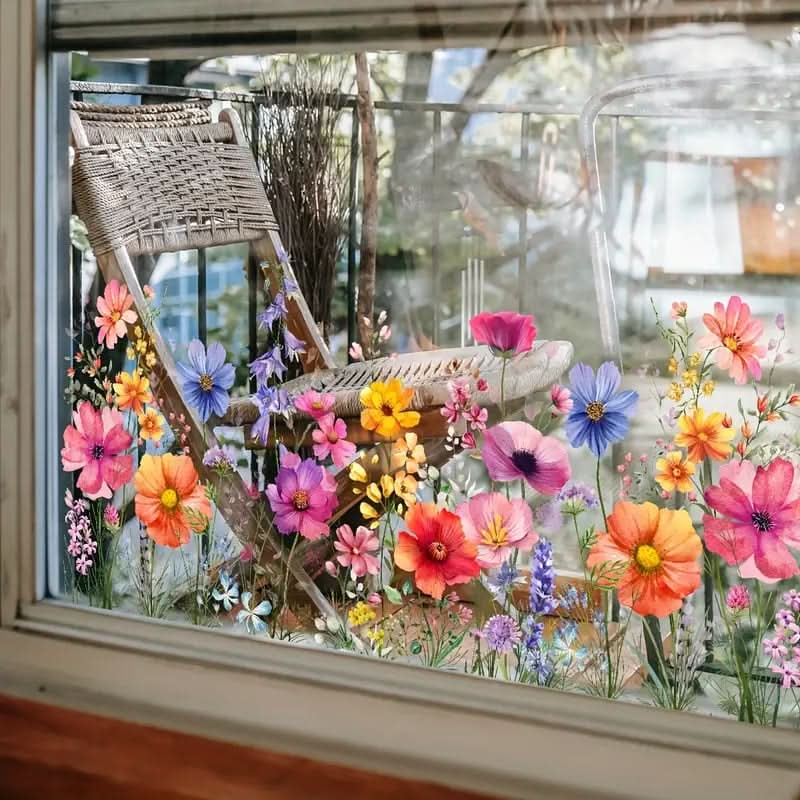 Autocolantes florais adesivos para janelas 