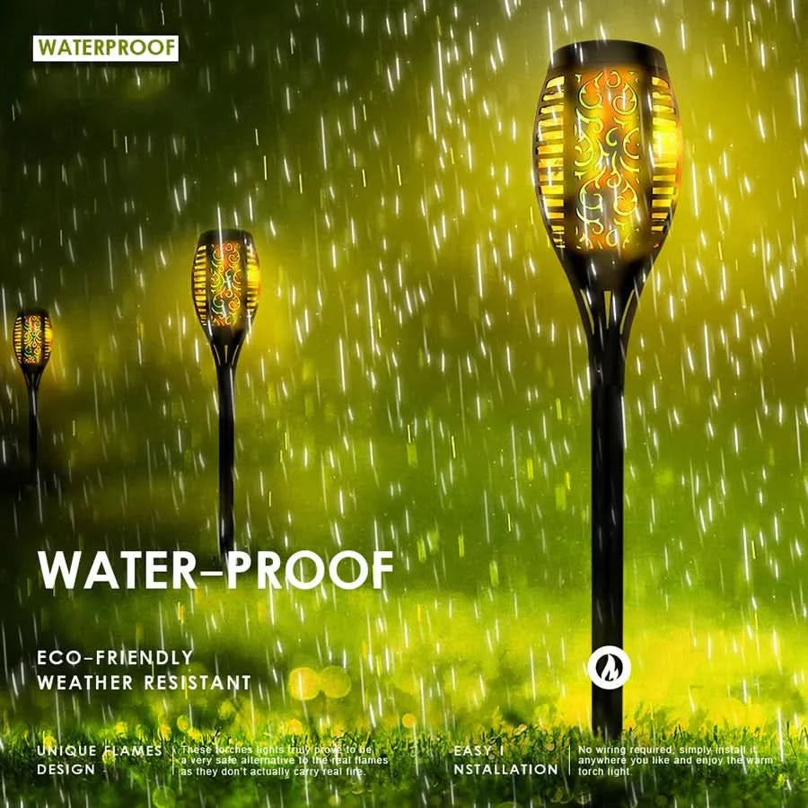 Antorcha solar LED – Llama realista sin fuego 