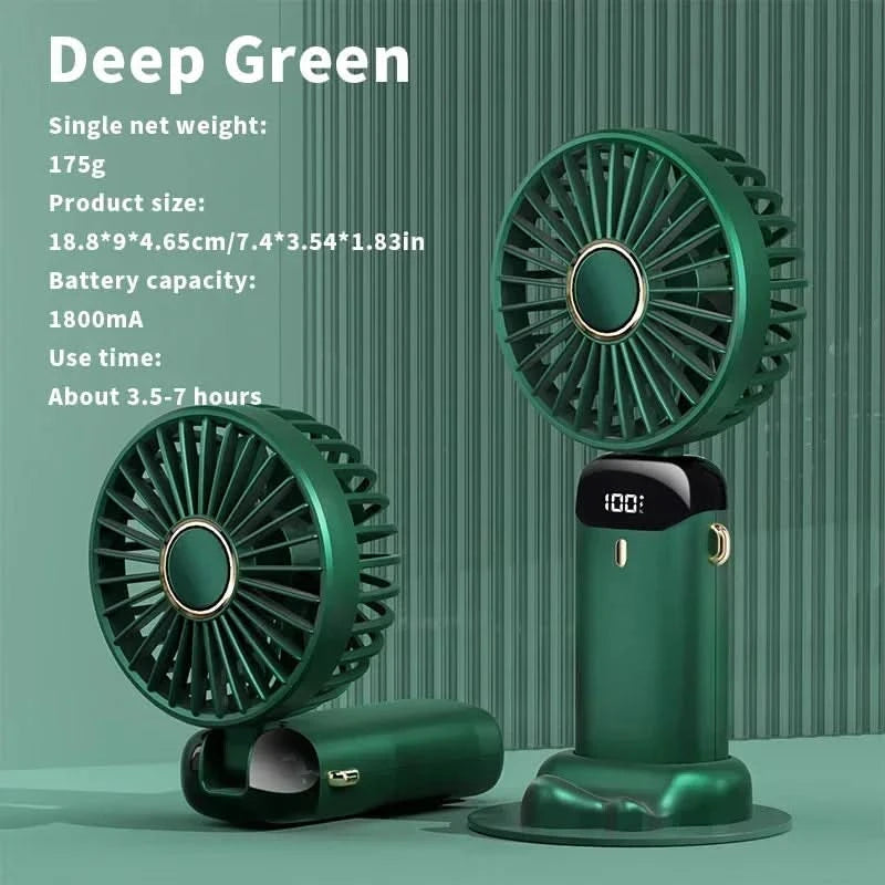 Mini ventilador potente com ecrã LED inteligente 