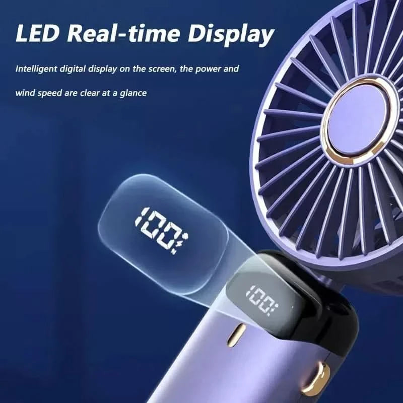 Mini ventilador potente com ecrã LED inteligente 