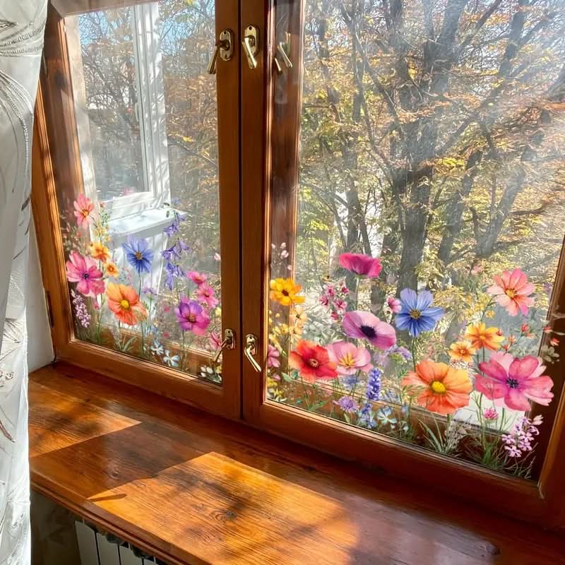 Autocolantes florais adesivos para janelas 