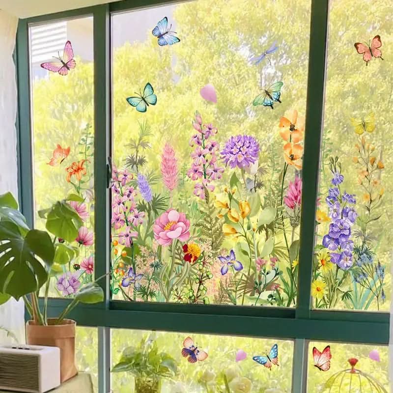 Autocolantes florais adesivos para janelas 